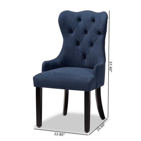 Fabre Transitional Navy Blue Velvet Upholstered And Dark Brown Finished Wood Dining Chair Set PR